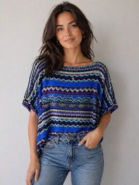 Alberto Makali Striped Chevron Knit Top